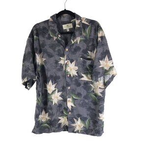 Island Shores Mens Washable Silk Hawaiian Shirt Floral Print Short Sleeve XL